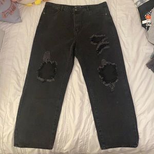 Black mom jeans with rips